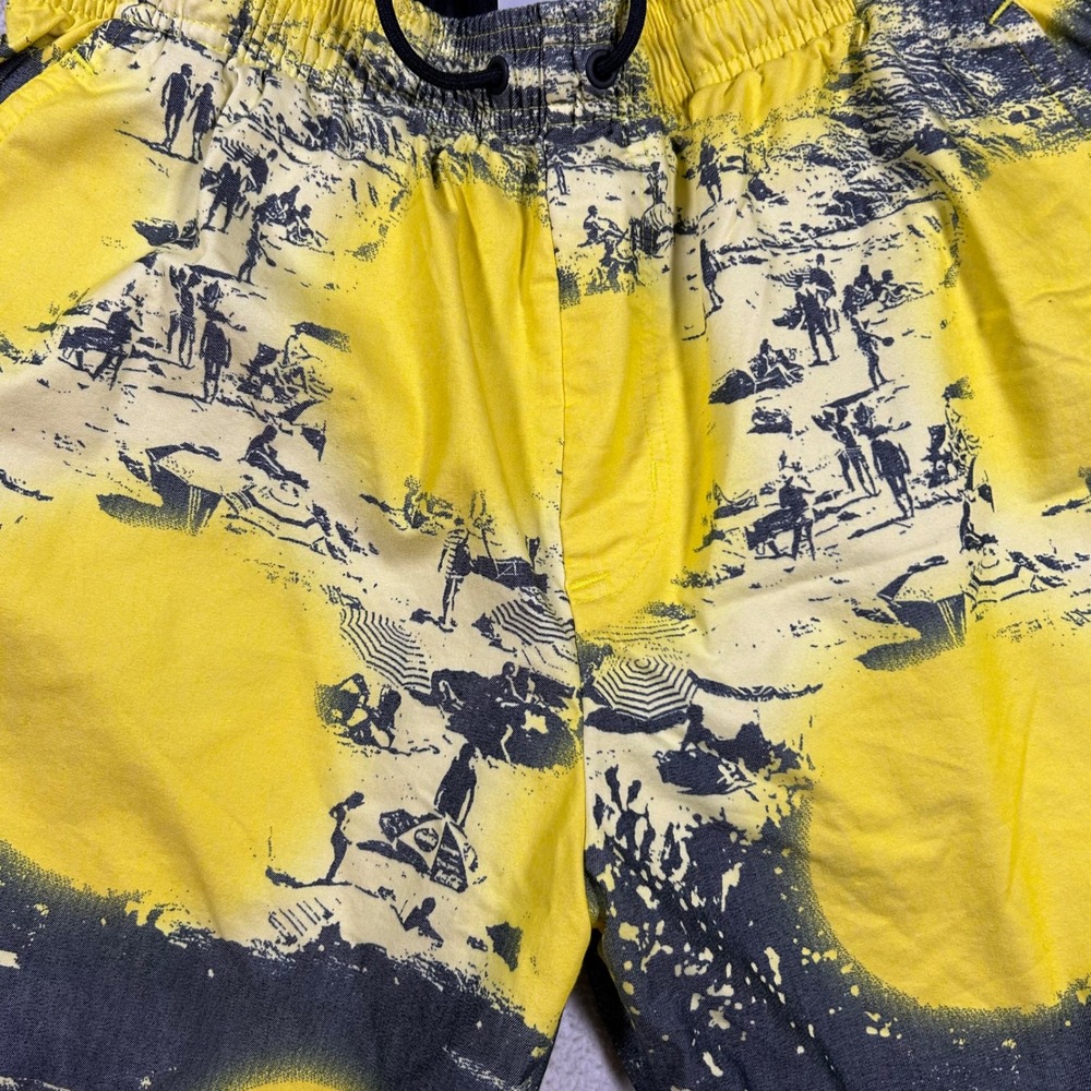 Nike Court Dri-FIT Shorts Mens Large Yellow Black Beach Graphic Print DV9111-731 - Picture 4 of 7